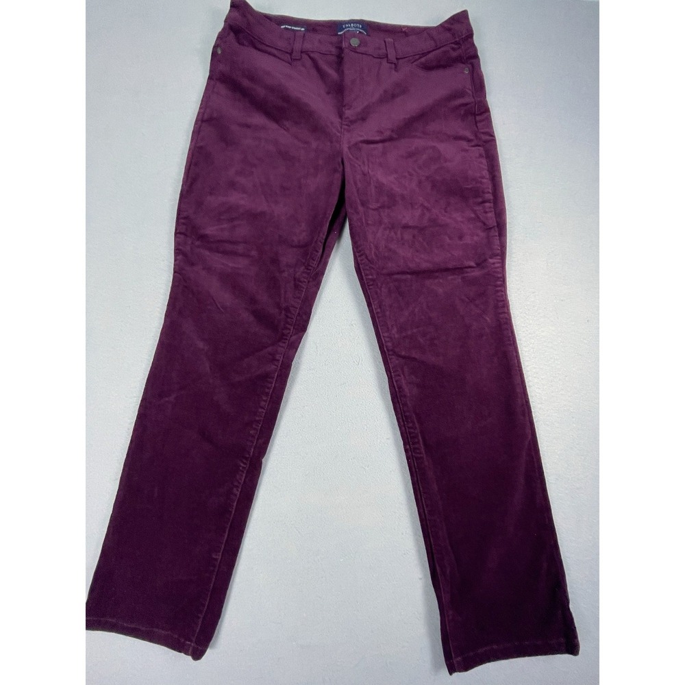 Talbots Pants Womens 14P Purple Corduroy Simply Flattering High Waist Straight